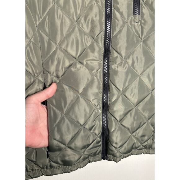 Chebella Quilted Vest Size Large Full Zip Pockets Olive Green Casual Winter - Picture 9 of 11